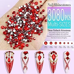 Dowarm 3200PCS Nail Art Rhinestones, Red/Siam