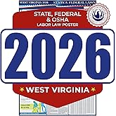 2026 West Virginia State and Federal Labor Law Poster - OSHA Workplace Compliant - Mandatory Regulations Posting for Employees - All-in-One Required Compliance Posting 17" x 40" - Laminated (English)