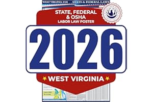 COMPLIANCE AUDIT CENTER 2026 West Virginia State and Federal Labor Law Poster - OSHA Workplace Compliant - Mandatory Regulations Posting for Employees - All-in-One Required Compliance Posting 17" x 40" - Laminated (English)
