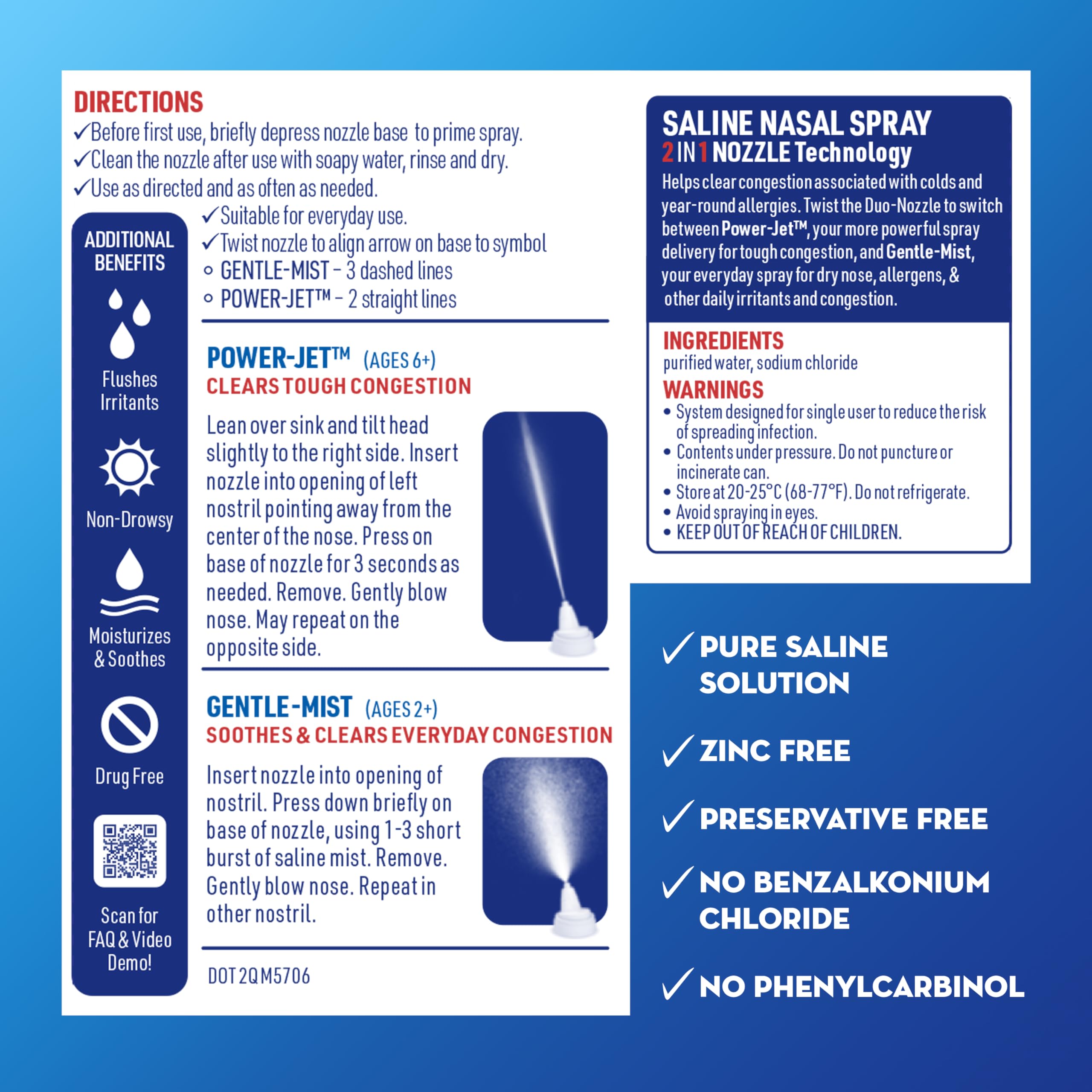Mucinex Sinus Saline Nasal Spray & Sinus Rinse, Drug-Free, Additive Free, Non-Drowsy Nasal Irrigation with 2-in-1 Jet + Mist Spray Nozzle for Cold & Allergy Season, 4.5oz Saline Solution Spray