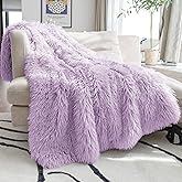 JONIYEAR Extra 2.8" Long Hair Fluffy Faux Fur Throw Blanket 50" x 60",Luxury Soft Decorative Fuzzy Furry Blankets for Couch, Cozy Plush Shaggy Blankets for Sofa Bed, Cute Lovely Blanket for Pet,Purple