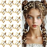 YANGWRshop 20 Pcs Gold Star Hair Clips, 1.18''/3cm Non-Slip Star Clip, Metal Stars Snap Hair Clips, Y2K Hair Barrettes Accessories for Women