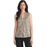 Kasper Women's Abstract Print Sleeveless V-Neck Blouse