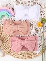 DRESHOW 3 Pack Baby Headbands for Girls Nylon with Bows Newborn Hair Accessories view 6