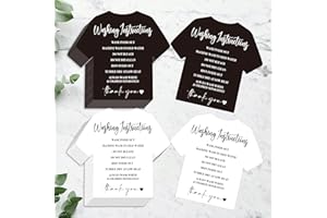 GETHELUD 200 PCS Washing Instruction Cards, Clothes T Shirt Cleaning Care Instruction Insert Customer Direction Card for Small Business Packaging Online Shop Owner (3.5” x 3.4”, Black & White)