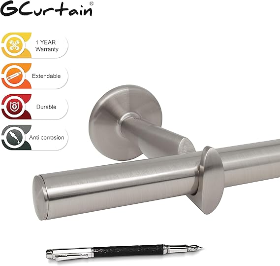 Gcurtain Quick Hook Stylish Bracket Easy Install Heavy Duty Decorative Window Curtain Rod Set Bn 0cm 79 Fixed Length Without Extension Brushed Nickel Window Treatment Hardware Home Kitchen