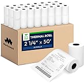 Markswell 2 1/4" x 50' Thermal Paper (50 Rolls), BPA Free Receipt Paper, Fits Most Credit Card Machines POS & Cash Registers, High Compatibility, Bright White, Solid Core, Clear & Durable Printing