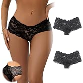 ohyeahlady Women Lace Cheeky Boyshort Panties Plus Size Sexy Hipster Briefs | Lace Pattern, Soft Cotton Lining, Breathable Moisture-Wicking Comfort, Perfect for Everyday Wear