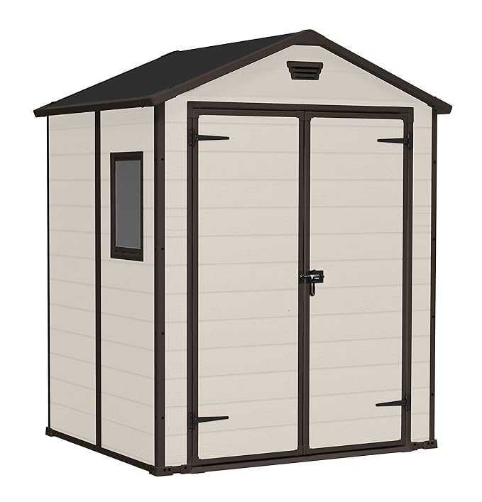 Keter Manor Kunststoff-Gerätehaus, 182,8 cm x 152,4 cm – beige