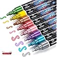 IJIANG Metallic Chalk Markers, 8 Colors, 6mm Reversible Bullet & Chisel Tip, Erasable for Chalkboard, Blackboard, Whiteboard, Glass