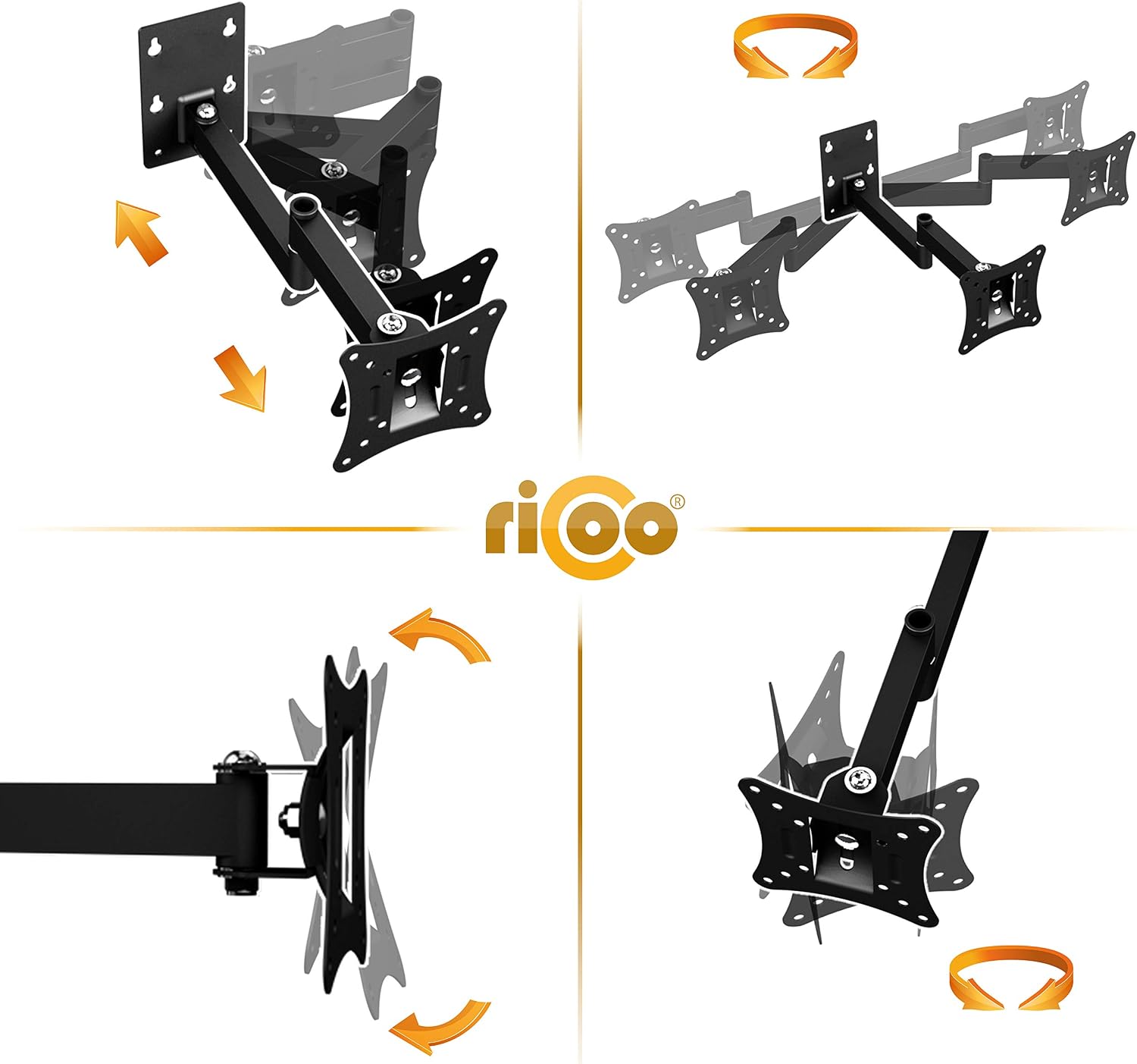 RICOO Monitor Mount Tilt Swivel approx 13-29 Inch for LED LCD Curved and Flatscreens R02-11 TV Wall Bracket Universal for VESA 50x50-100x100 - Image 4