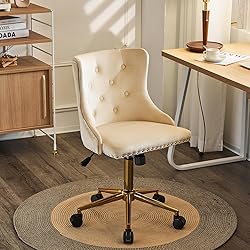 VINGLI Olive Green Velvet Armless Office Desk Chair
