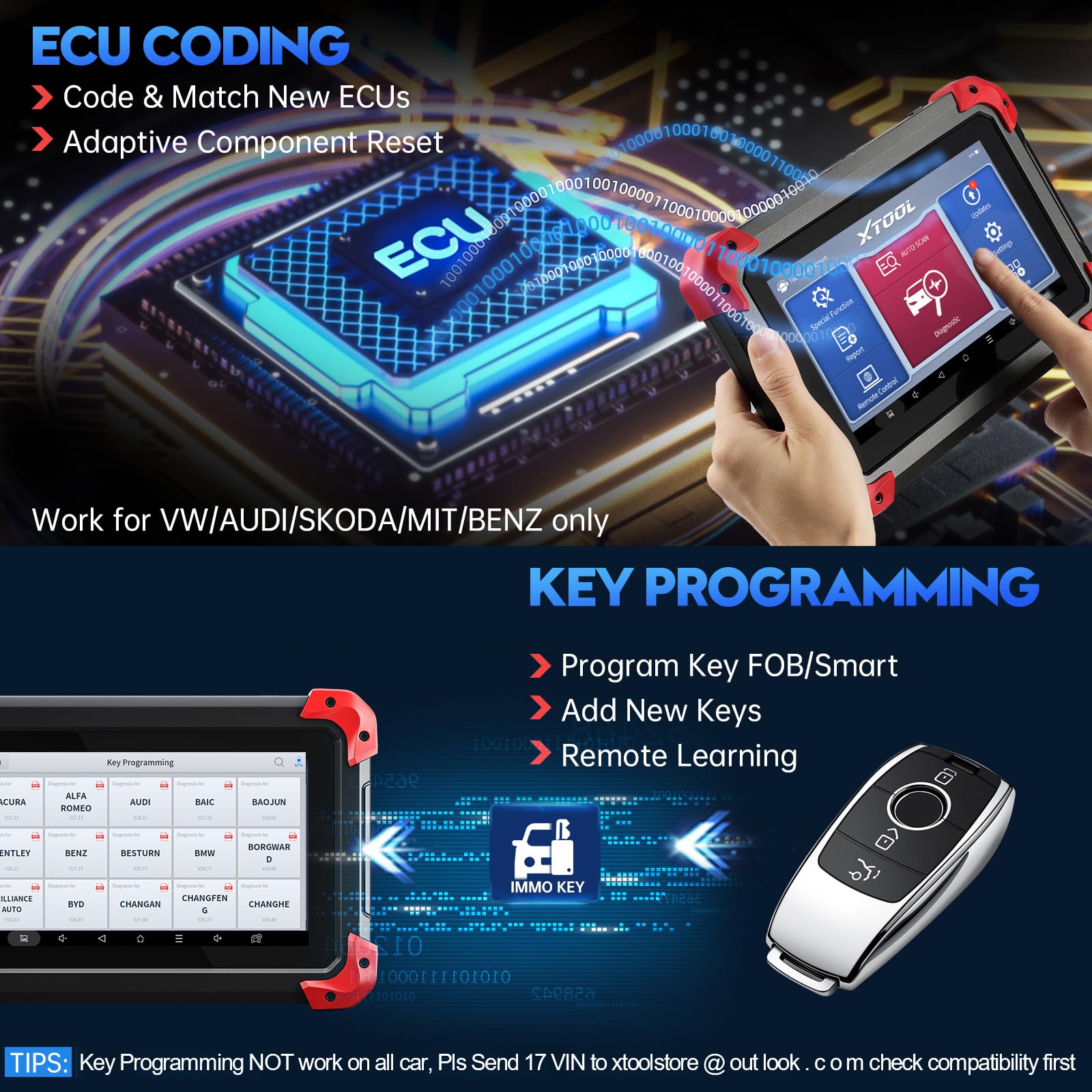 XTOOL D7 OBD2 Scanner Diagnostic Tool with 3-Year Updates, 2024 Newest, Bi-Directional Scan Tool with ECU Coding, 36+ Services, Key Programming, Crankshaft Relearn, Full Systems Scanner for Car