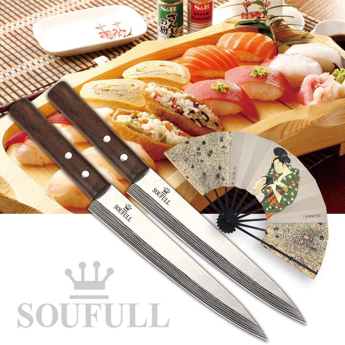 Japanese Yanagiba Sashimi Sushi Knife, Soufull 325mm Stainless Steel