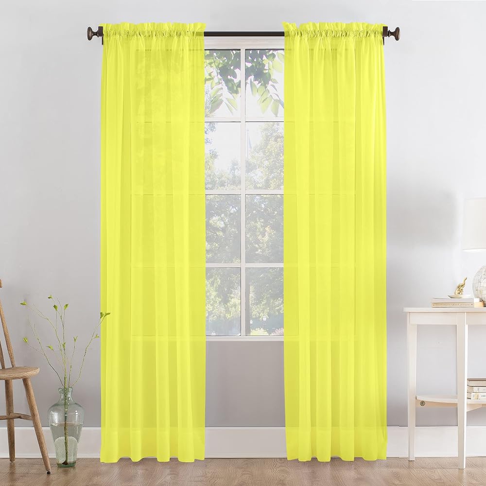 Megachest Voile Slot Top Panels Pair Yellow 56W x 90H inch 100% Polyester