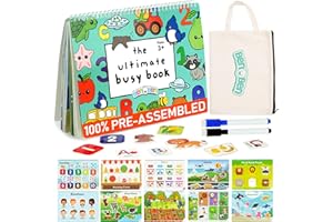 BenBen Busy Book for Toddlers, 30 Pages, Pre-Assembled, Preschool Learning Activities, Montessori Toys for Ages 3 and Up, Autism Sensory Toys, Kids Educational Activity Book, Birthday Gift