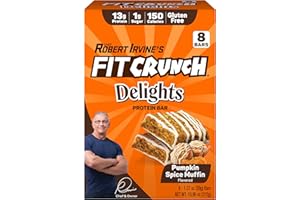 FIT CRUNCH FITCRUNCH Delights Protein Bar, 13g of Protein & 1g of Sugar (8 Bars, Pumpkin Spice Muffin)