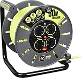Masterplug Pro-XT -PX Four Socket Open Cable Reel 50m Green