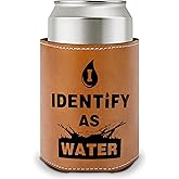 Funny Gifts for Dad, Christmas Fathers Day Retirement Birthday Gift Ideas for Dad Husband Grandpa Boyfriend, Leather Can Cooler Sleeve for Men White Elephant Gifts for Adults