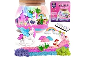 AOFEGRLT Unicorn Terrarium Crafts Kit for Kids, LED Night Light Decor with Remote, Unicorn Birthday, Christmas & Children’s Day Gifts for Girls Ages 4 5 6 7 8 9 10 11 Years Old.