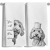 LUKIPOM Funny Goldendoodle Dog Hand Towels Set of 2, You Will Never Pee Alone Funny Bathroom Hand Towels, Goldendoodle Gifts, Dog Bathroom Decor, 16x24 Inches