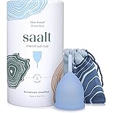 Saalt Menstrual Cup – Reusable Period Cup – Made for Comfortable, Leak-Free Protection Up to 12 Hours – BPA & Latex Free – Includes Cup & Carry Bag (Small, Ocean Blue)