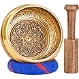 Hihealer Tibetan Singing Bowls, Meditation Sound Bowls Handcrafted in Nepal for Yoga, Chakra Healing, Mindfulness Self Care Spiritual Gifts for Women and Men (Blue(om), 4.5 inch)