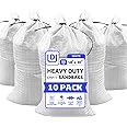 DURASACK Large Heavy Duty Sand Bags with Tie Strings Empty Woven Polypropylene Sandbags for Flood Control with 1600 Hours of UV Protection, 50 lbs Capacity, 18x30 inches, White, 10 Count