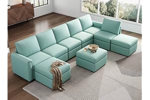 LINSY HOME Modular Sectional Sofa, Oversized Sectional Couch with Storage, Ottomans, Modular Sectional Sleeper Sofa with Memory Foam, 9 Seat U Shape Sofa Set for Living Room, Teal
