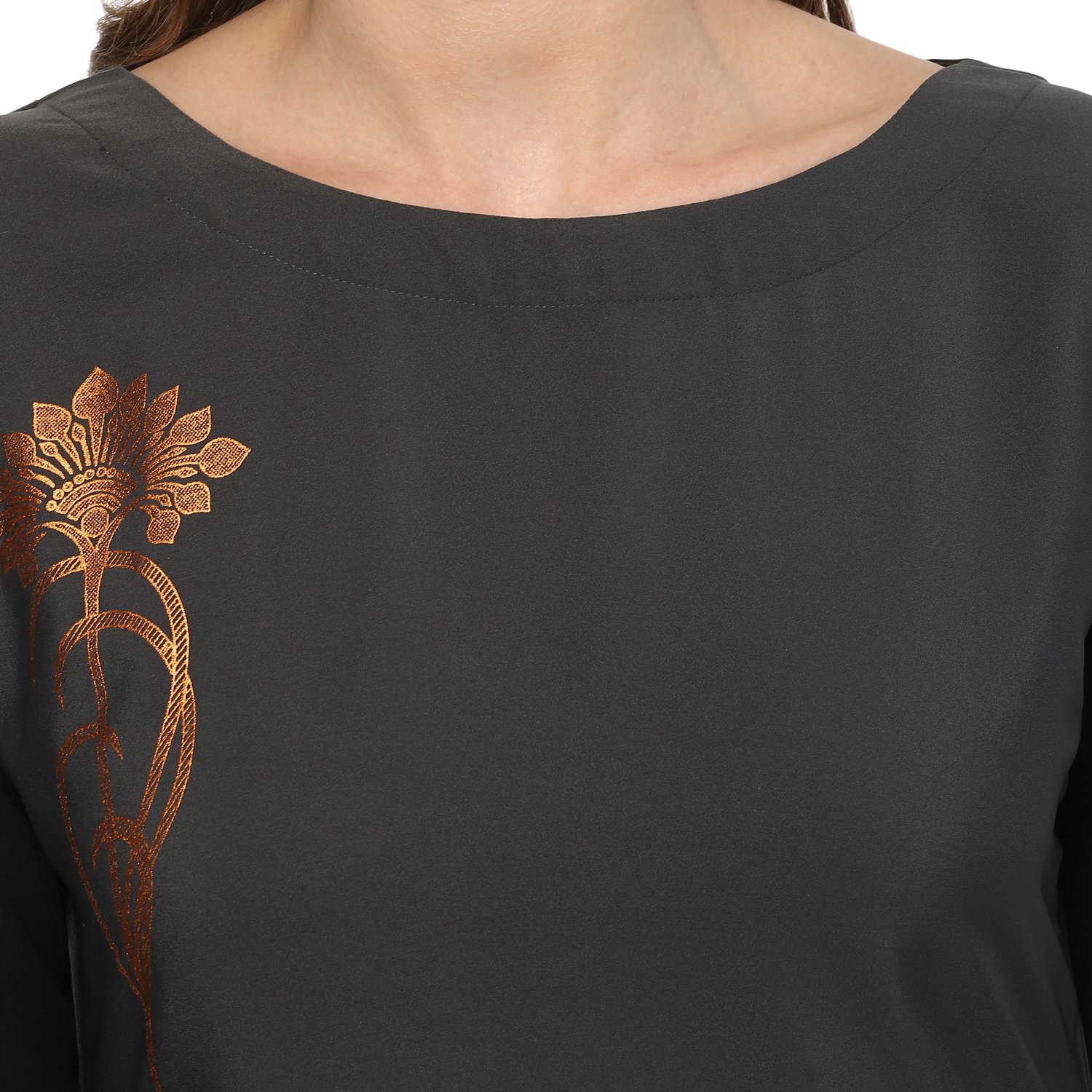 ziyaa women's grey colour flared crepe kurta & palazzo set