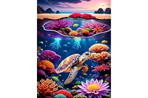 ijbnhd Sea Turtle Diamond Art Painting Kits for Adults, Full Drill Diamond Dots Paintings for Beginners, Round 5D Paint with Diamonds Pictures Gem Art Painting Kits DIY Crafts Kits 12x16in