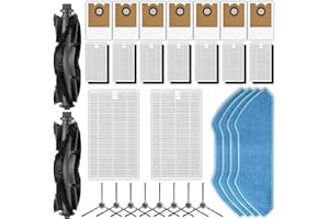 BRUVISH (30 Pack) M2 Pro Replacement Parts for Lefant M2 Pro/ M2S Pro Robot Vacuum, 2 Roller Brushes, 8 Side Brushes, 7 HEPA Filters with Foam Filters, 4 Mop Pads, 7 Dust Bags, 2 HEPA Filters for Base Station