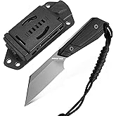 Mossy Oak 7.5 Inch EDC Fixed Blade Knife with Kydex Sheath, 14C28N Full Tang Camping Knife with Emergency Rope, G10 Handle for Survival, Hunting, Camping, Hiking