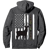 Whitetail Deer Hunting Hunter Buck Camo American Flag USA Pullover Hoodie