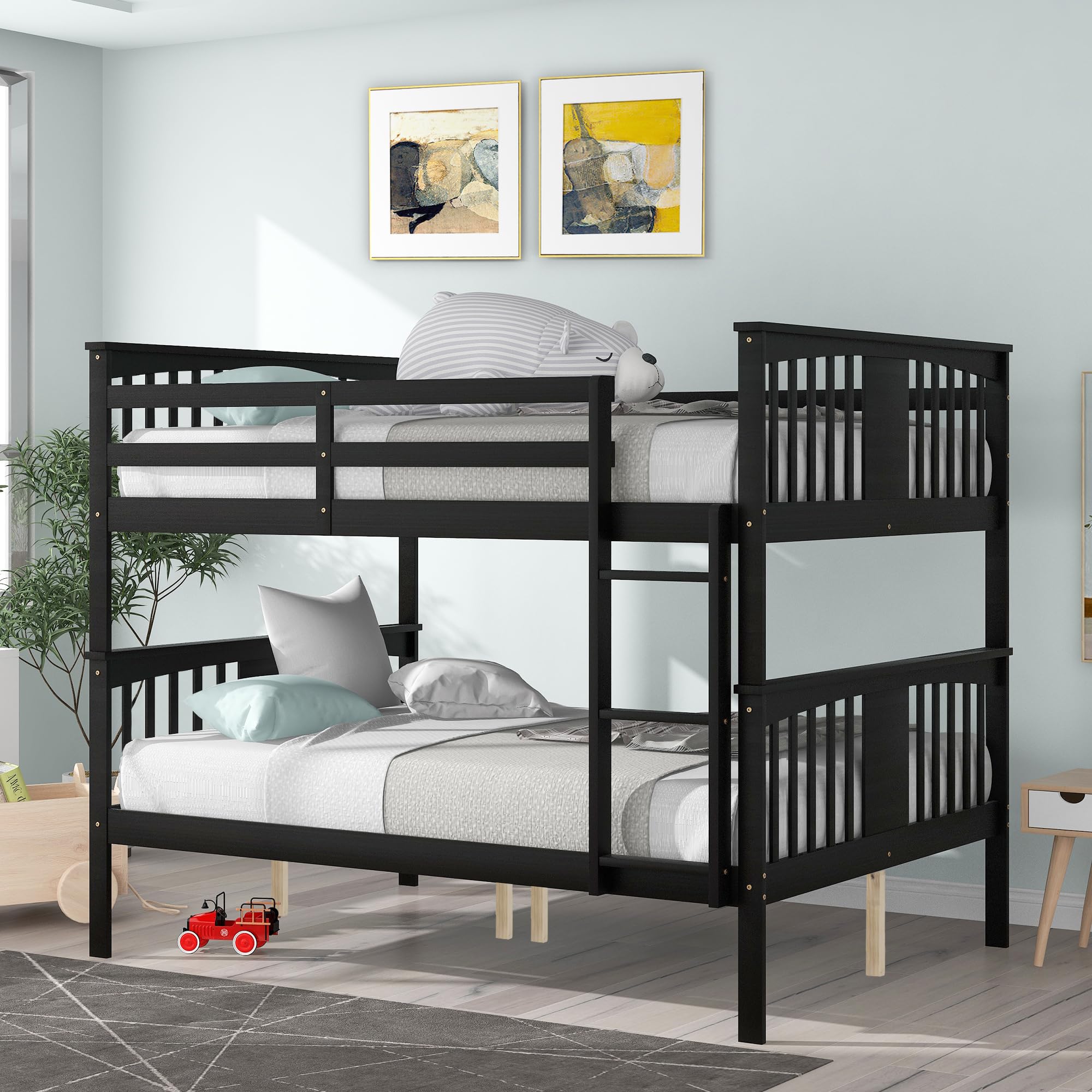 Photo 1 of **Partial Set**
Merax Full Over Full Bunk Bed Convertible to Two Separate Beds, Solid Pine Wood Frame with Safety Guardrail & Headboard, Sturdy Durable Design, for Teens, Espresso
