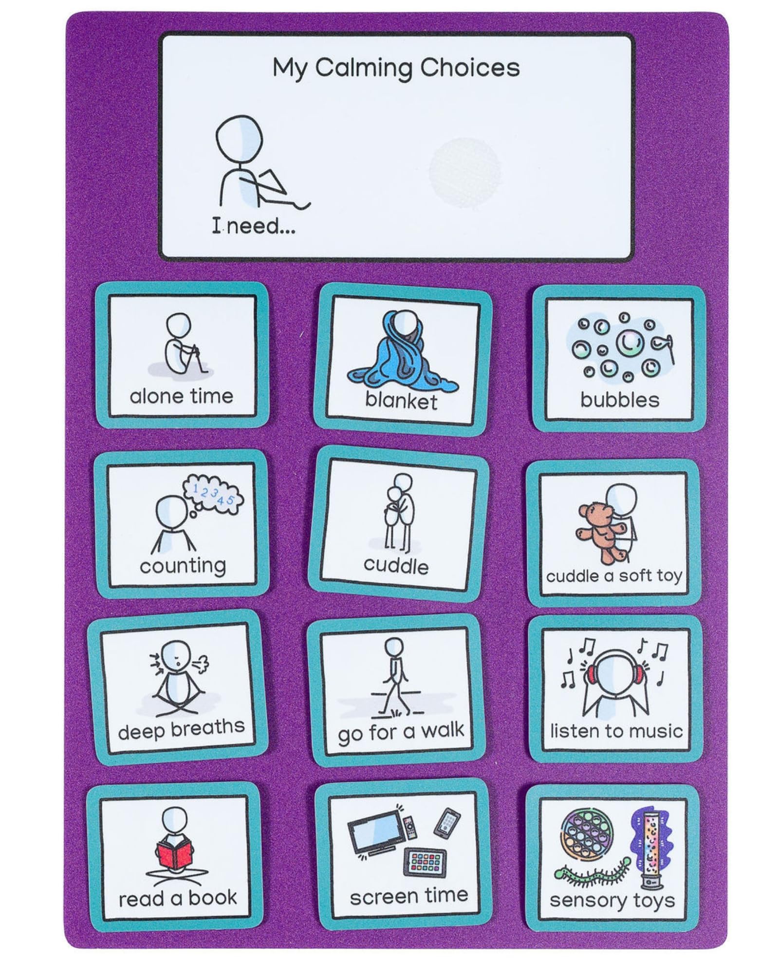 Calming and Sensory Chart to support ADHD - autism - anger management - with visual aids or pecs cards - supports emotional development - reduces anxiety - communication cards
