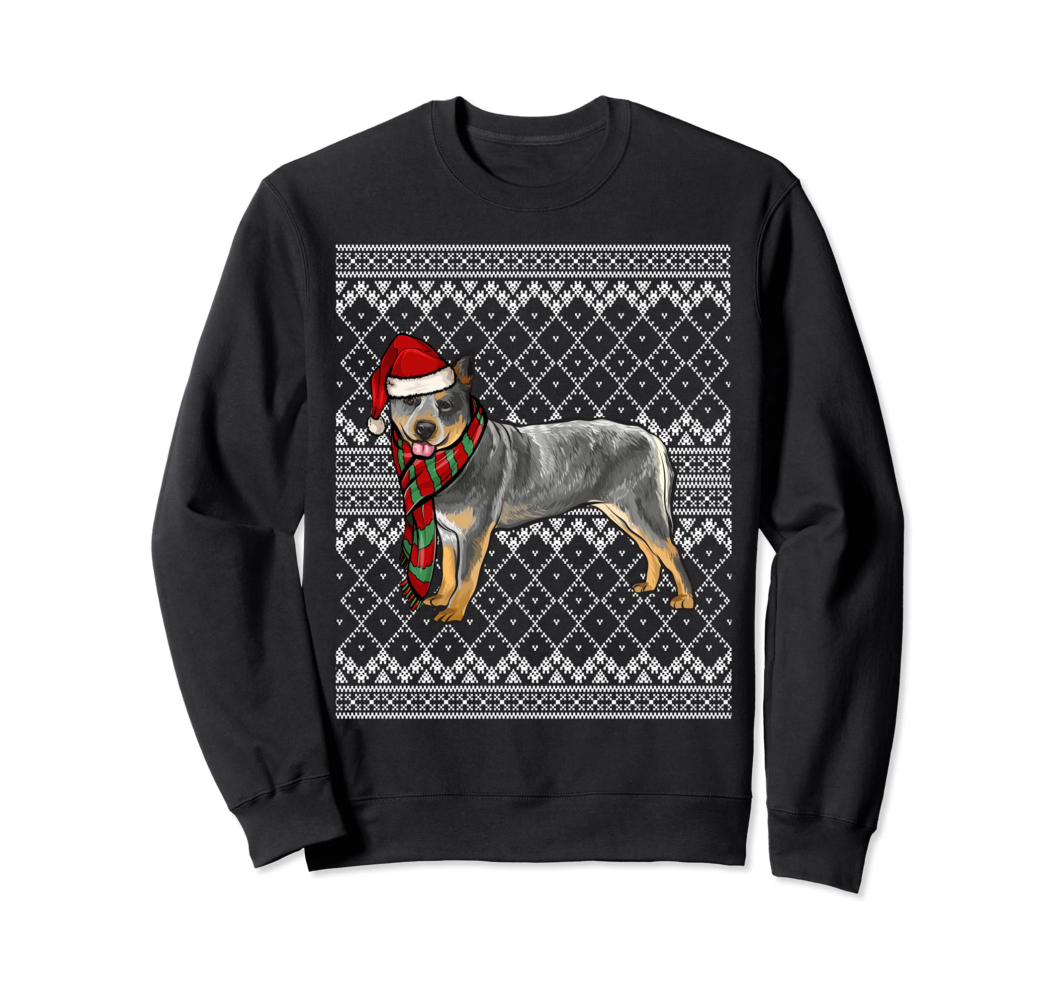Xmas Australian Cattle Dog Santa Claus Hat Ugly Christmas Sweatshirt