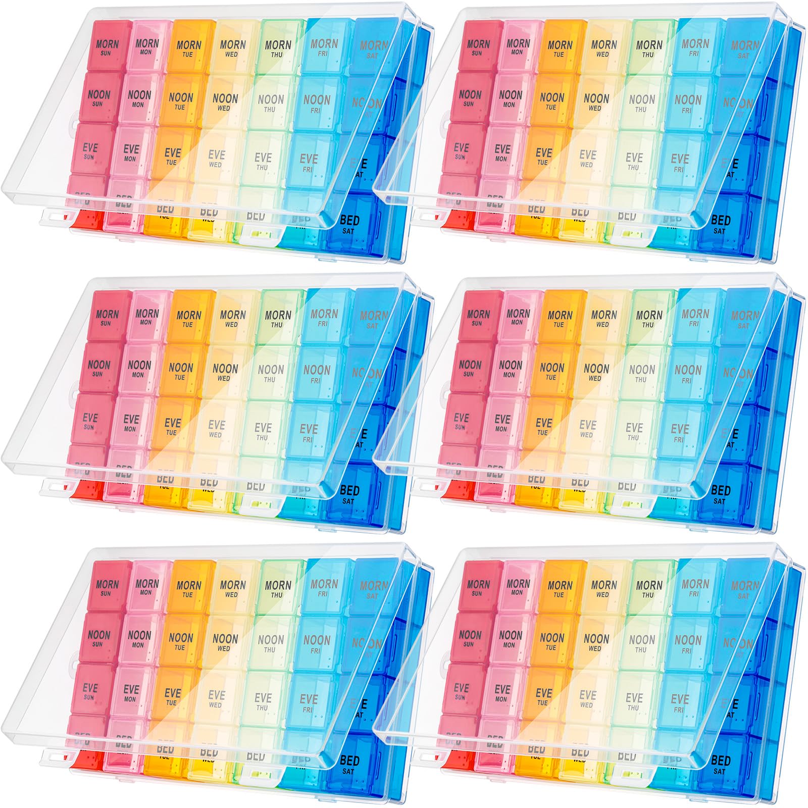 Photo 1 of (ONLY 3) Hsei 6 Pack Weekly Pill Organizer Box 4 Times a Day 7 Day Waterproof Pill Case Big Medication Box Travel Daily Container for Vitamins Fish Oil Supplements
