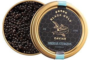 BLACK GOLD CAVIAR Siberian Sturgeon Black Caviar 1.06 Oz / 30 g - Sturgeon Сaviar with Balanсed Flavor - Gourmet Fish Roe, Сaviar Food
