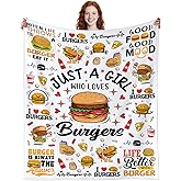 OLCT Burger Blanket Gifts for Burger Lovers,Hamburger Accessories Stuff Funny Throw Blankets,Hamburger Themed Gifts for Women Girls Teens 50"X40"