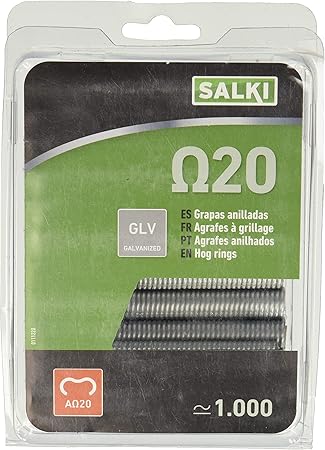 salki 0111220 Blister 1000u Grapas Galvanizadas Omega 20 (Ω20) para Grapado  y Anillado de Cercas, Metal, L: Amazon.es: Bricolaje y herramientas