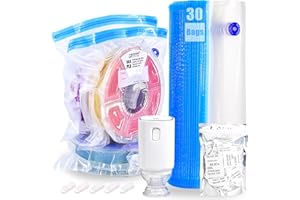 LOCYFENS Filament Storage Bags Electric Pump Kit 30Pcs, Pro Size 13.4X12.6inch 3D Printer Filament Storage Bags Vacuum 30 Desiccants, Auto Pump,Perfect for 3D Filament Storage