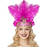 Gionforsy Carnival Headpieces for Women Feather Headdress Mardi Gras Accessories 1920s Flapper Headband