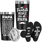 Papa Gifts,Fathers Day Birthday Gifts for Dad from Daughter Son,Funny Socks 20 Oz Insulated Tumbler Cup Sets Present,Best Gift Ideas for Papa Grandpa Grandparents from Grandkids Granddaughter Grandson