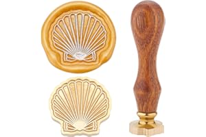 CRASPIRE Wax Seal Stamp Shell Vintage Sealing Wax Stamps Removable Brass Head Sealing Stamp with Wooden Handle for Wedding In