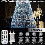 LITYBY 120LED Mains Fairy Lights 49ft Waterproof 8 Modes Remote Cold White view 3