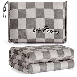 Travel Blanket (Checkered Taupe) - Extra Long