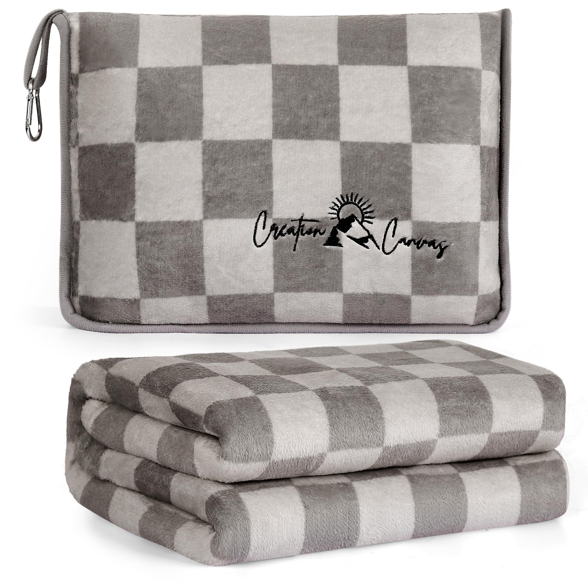 Travel Blanket (Checkered Taupe) - Extra Long