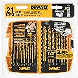 DEWALT DW1361 Titanium Pilot Point Drill Bit Set, 21-Piece