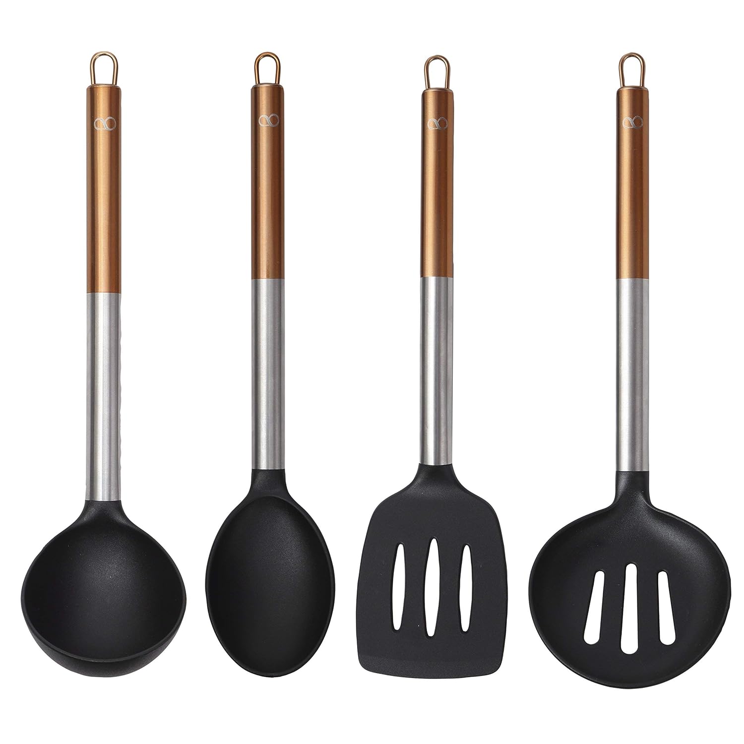 Infinity Chef by Bergner Home 4 Piece Premium Kitchen Utensil Set Copper Stainless Steel 